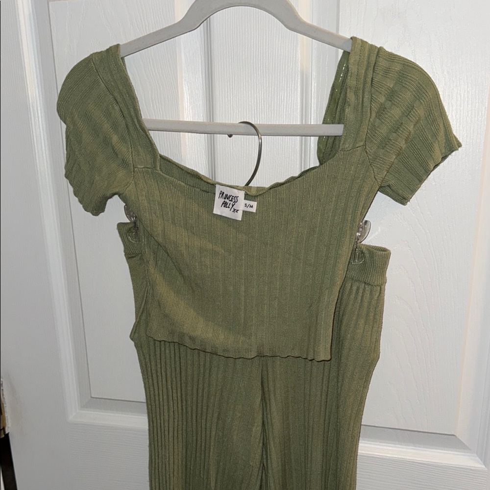 Princess Polly Green Ribbed Set